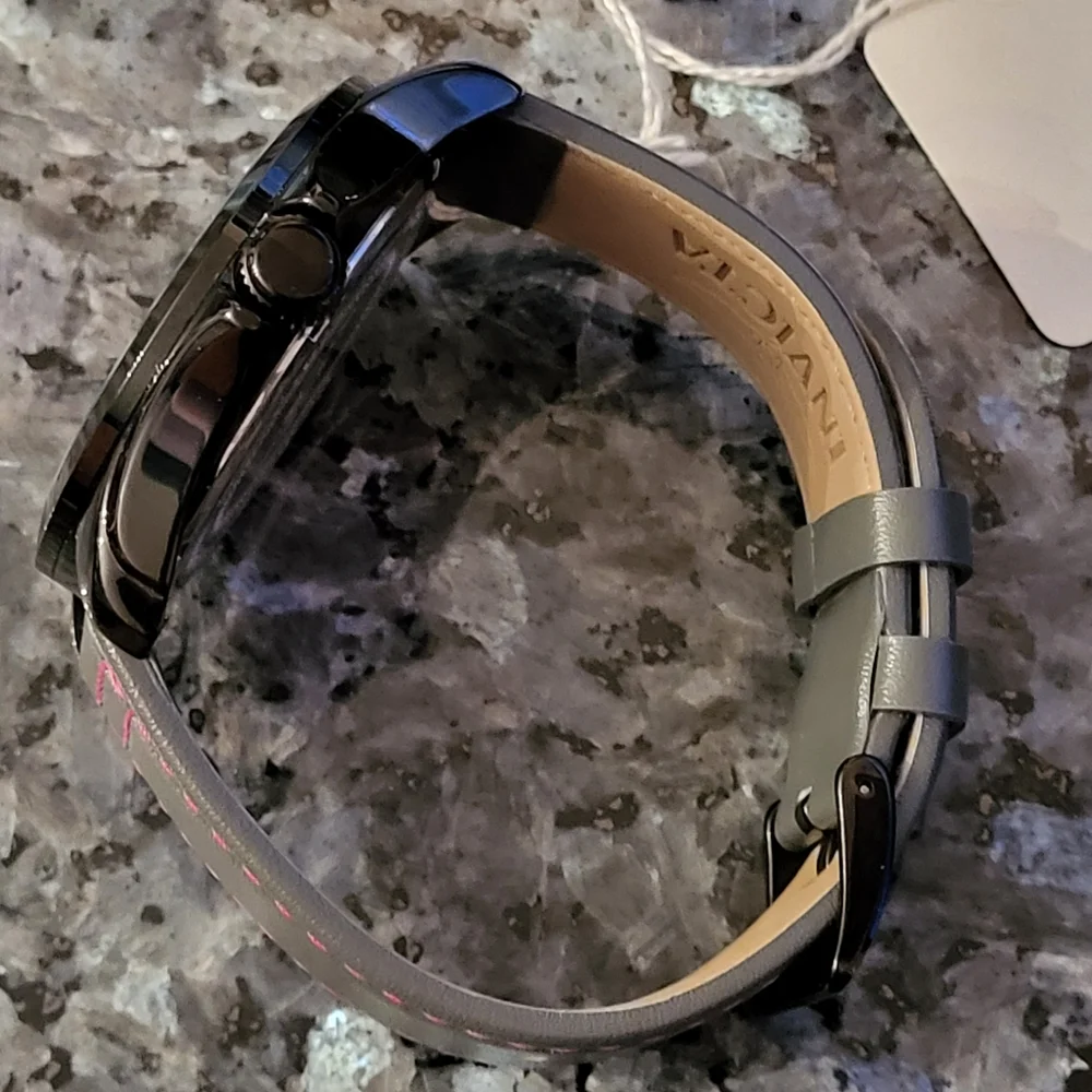 Invicta like new flame fusion crystal watch with leather gray band